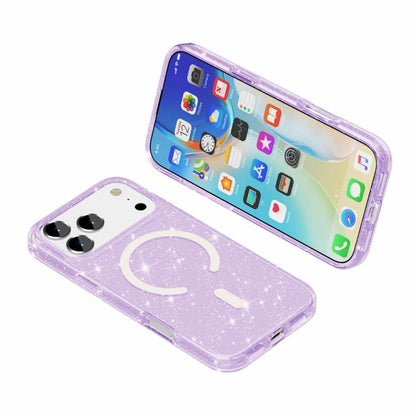 For iPhone 17 Pro Max Terminator Style Glitter Powder MagSafe Magnetic Phone Case(Purple) - iPhone 17 Pro Max Cases by buy2fix | Online Shopping UK | buy2fix