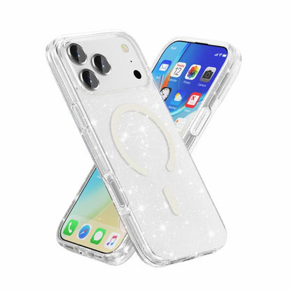For iPhone 17 Pro Terminator Style Glitter Powder MagSafe Magnetic Phone Case(White) - iPhone 17 Pro Cases by buy2fix | Online Shopping UK | buy2fix