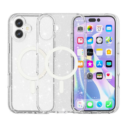 For iPhone 17 Terminator Style Glitter Powder MagSafe Magnetic Phone Case(White) - iPhone 17 Cases by buy2fix | Online Shopping UK | buy2fix