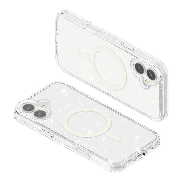 For iPhone 17 Terminator Style Glitter Powder MagSafe Magnetic Phone Case(White) - iPhone 17 Cases by buy2fix | Online Shopping UK | buy2fix