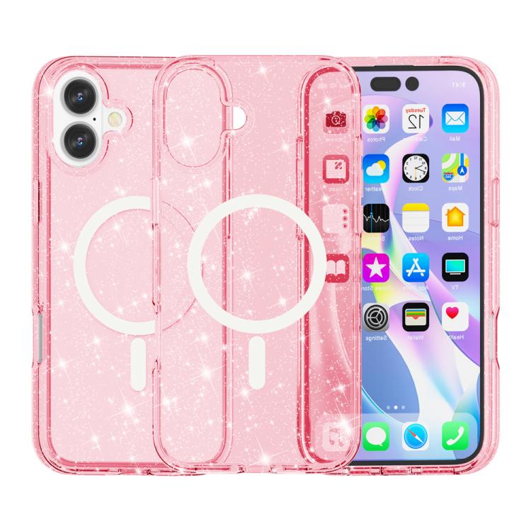For iPhone 17 Terminator Style Glitter Powder MagSafe Magnetic Phone Case(Pink) - iPhone 17 Cases by buy2fix | Online Shopping UK | buy2fix