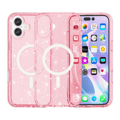 For iPhone 17 Terminator Style Glitter Powder MagSafe Magnetic Phone Case(Pink) - iPhone 17 Cases by buy2fix | Online Shopping UK | buy2fix