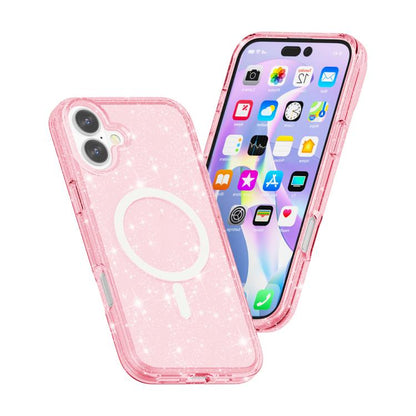 For iPhone 17 Terminator Style Glitter Powder MagSafe Magnetic Phone Case(Pink) - iPhone 17 Cases by buy2fix | Online Shopping UK | buy2fix
