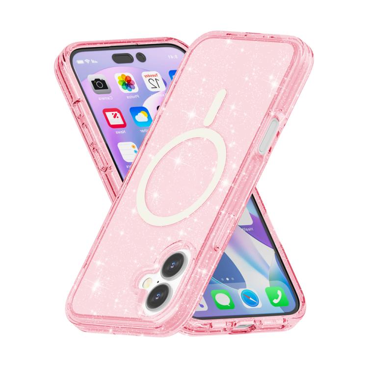For iPhone 17 Terminator Style Glitter Powder MagSafe Magnetic Phone Case(Pink) - iPhone 17 Cases by buy2fix | Online Shopping UK | buy2fix