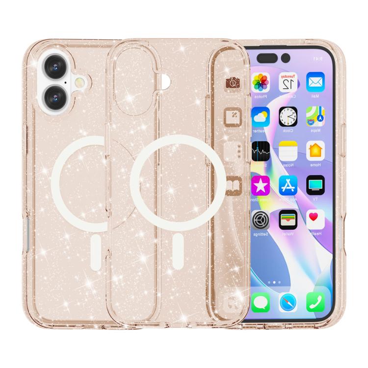 For iPhone 17 Terminator Style Glitter Powder MagSafe Magnetic Phone Case(Gold) - iPhone 17 Cases by buy2fix | Online Shopping UK | buy2fix