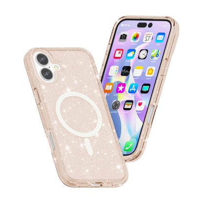 For iPhone 17 Terminator Style Glitter Powder MagSafe Magnetic Phone Case(Gold) - iPhone 17 Cases by buy2fix | Online Shopping UK | buy2fix