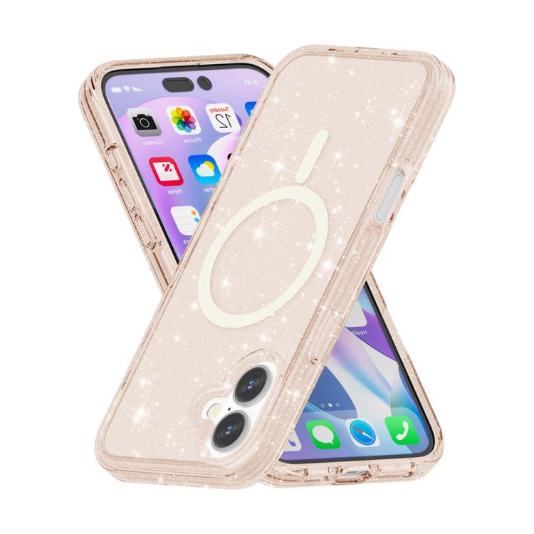 For iPhone 17 Terminator Style Glitter Powder MagSafe Magnetic Phone Case(Gold) - iPhone 17 Cases by buy2fix | Online Shopping UK | buy2fix