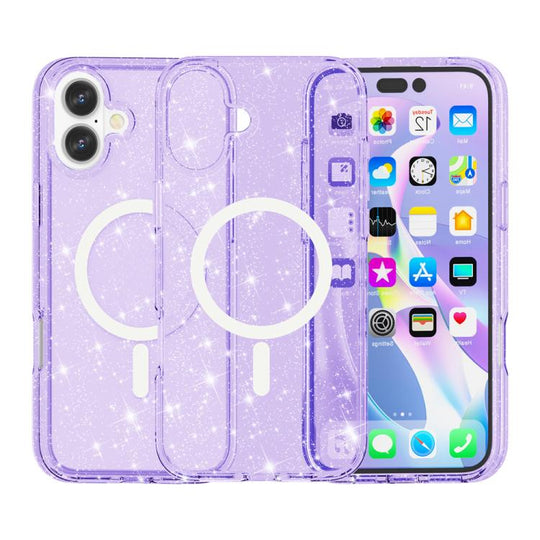 For iPhone 17 Terminator Style Glitter Powder MagSafe Magnetic Phone Case(Purple)