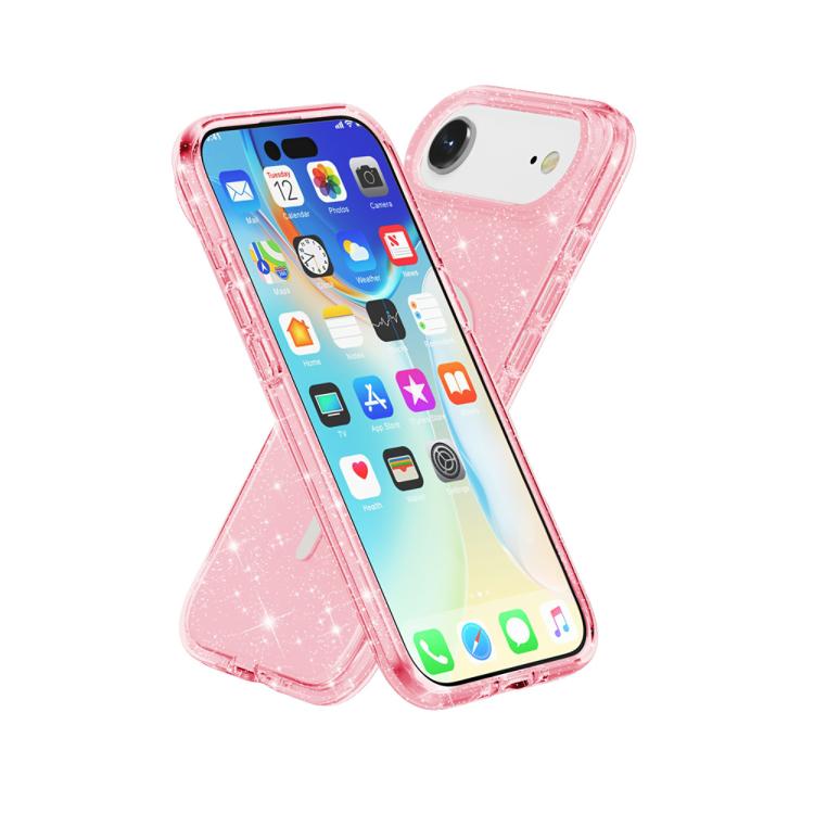 For iPhone Air Terminator Style Glitter Powder MagSafe Magnetic Phone Case(Pink) - iPhone Air Cases by buy2fix | Online Shopping UK | buy2fix