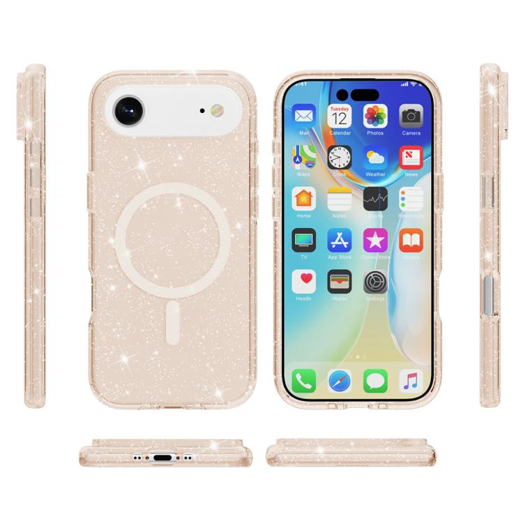 For iPhone Air Terminator Style Glitter Powder MagSafe Magnetic Phone Case(Gold) - iPhone Air Cases by buy2fix | Online Shopping UK | buy2fix