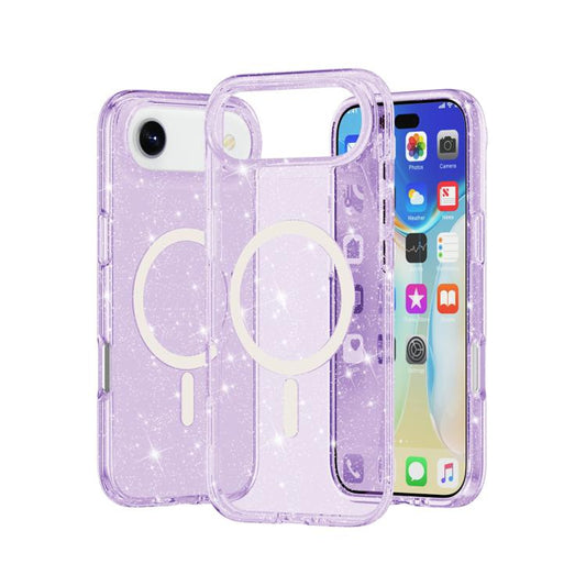 For iPhone Air Terminator Style Glitter Powder MagSafe Magnetic Phone Case(Purple) - iPhone Air Cases by buy2fix | Online Shopping UK | buy2fix