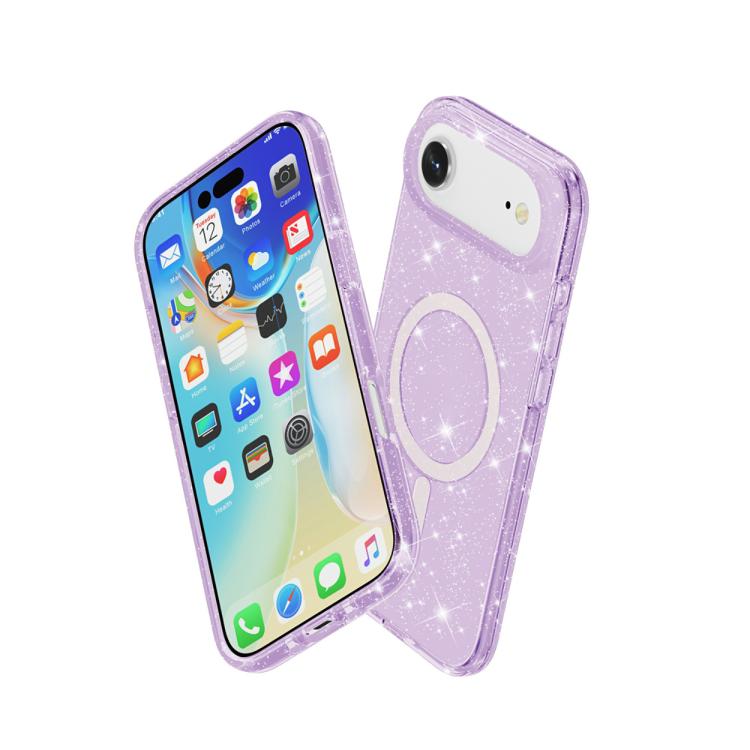 For iPhone Air Terminator Style Glitter Powder MagSafe Magnetic Phone Case(Purple) - iPhone Air Cases by buy2fix | Online Shopping UK | buy2fix
