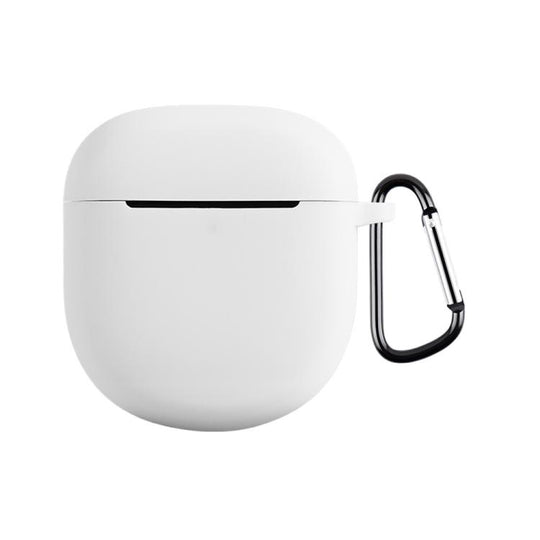 For Bose QuietComfort Earbuds II Solid Color Silicone Earphone Protective Case with Hook(White)
