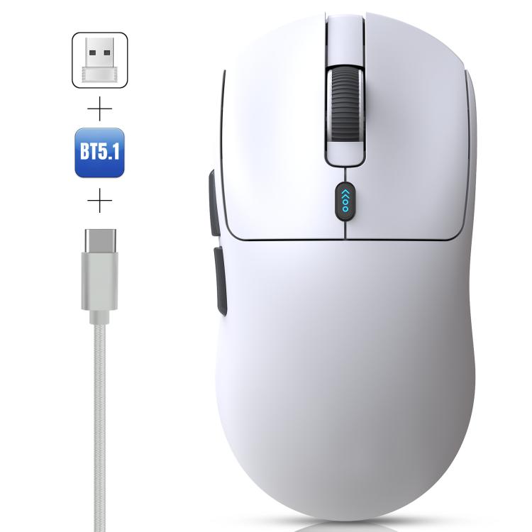 HXSJ T68 3 Modes Wired 2.4G BT5.1 Wireless Lightweight Gaming Mouse(White) - Wireless Mice by HXSJ | Online Shopping UK | buy2fix