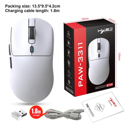 HXSJ T68 3 Modes Wired 2.4G BT5.1 Wireless Lightweight Gaming Mouse(White) - Wireless Mice by HXSJ | Online Shopping UK | buy2fix