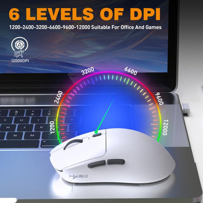 HXSJ T68 3 Modes Wired 2.4G BT5.1 Wireless Lightweight Gaming Mouse(White) - Wireless Mice by HXSJ | Online Shopping UK | buy2fix