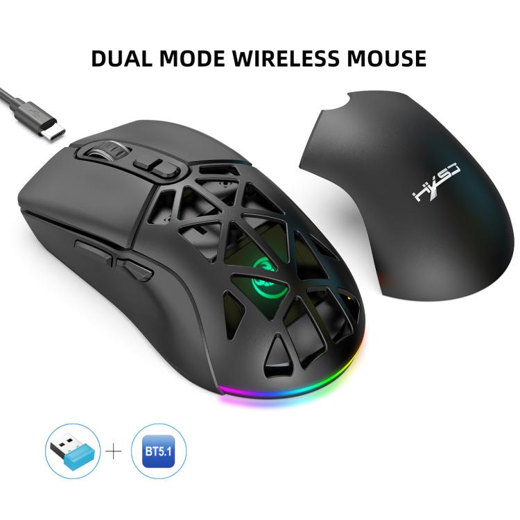 HXSJ T26 Dual Modes 2.4G BT5.1 Rechargeable Wireless Mouse(Black) - Wireless Mice by HXSJ | Online Shopping UK | buy2fix