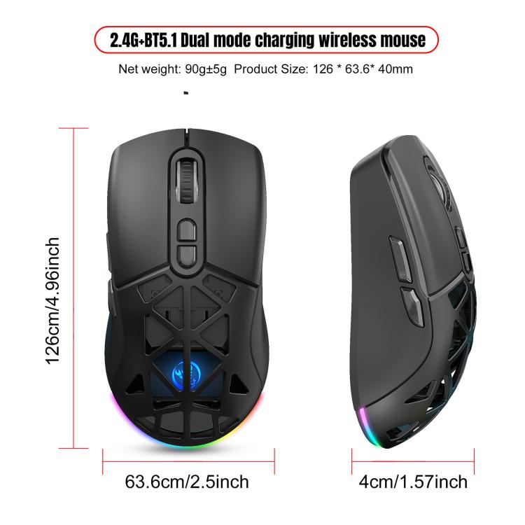 HXSJ T26 Dual Modes 2.4G BT5.1 Rechargeable Wireless Mouse(Black) - Wireless Mice by HXSJ | Online Shopping UK | buy2fix