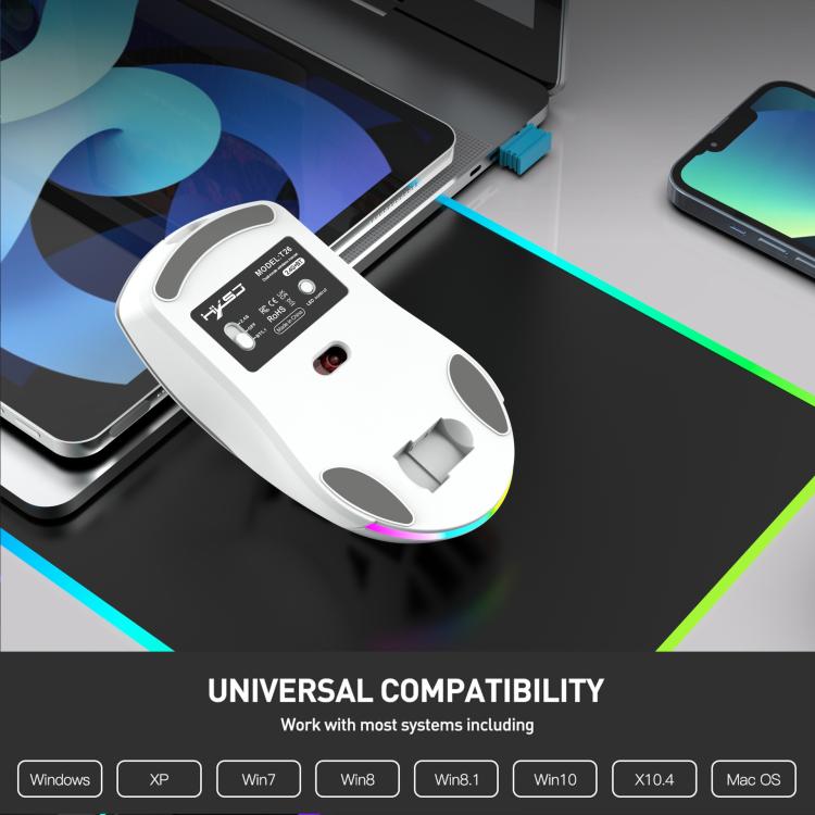 HXSJ T26 Dual Modes 2.4G BT5.1 Rechargeable Wireless Mouse(White) - Wireless Mice by HXSJ | Online Shopping UK | buy2fix