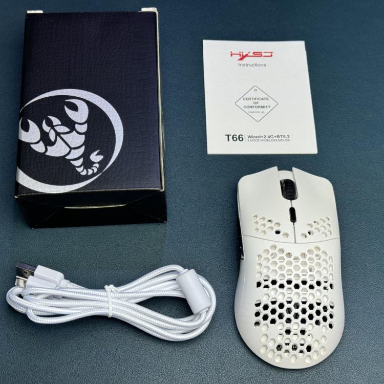 HXSJ T66 3 Modes Wired 2.4G BT5.3 Wireless RGB Rechargeable Mouse(White) - Wireless Mice by HXSJ | Online Shopping UK | buy2fix
