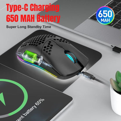 HXSJ T66 3 Modes Wired 2.4G BT5.3 Wireless RGB Rechargeable Mouse(White) - Wireless Mice by HXSJ | Online Shopping UK | buy2fix