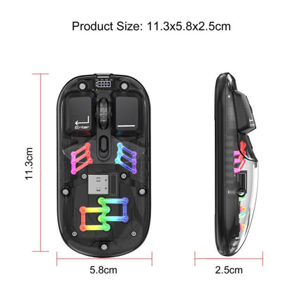 HXSJ T200 Dual Modes 2.4G BT5.0 Transparent RGB Wireless Mouse(Black) - Wireless Mice by HXSJ | Online Shopping UK | buy2fix