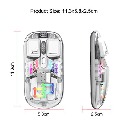 HXSJ T200 Dual Modes 2.4G BT5.0 Transparent RGB Wireless Mouse(White) - Wireless Mice by HXSJ | Online Shopping UK | buy2fix