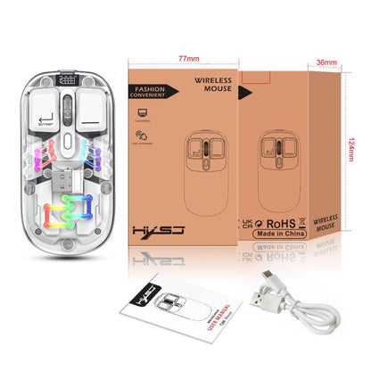 HXSJ T200 Dual Modes 2.4G BT5.0 Transparent RGB Wireless Mouse(White) - Wireless Mice by HXSJ | Online Shopping UK | buy2fix