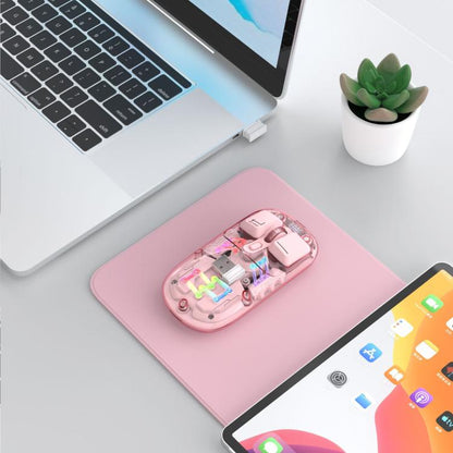 HXSJ T200 Dual Modes 2.4G BT5.0 Transparent RGB Wireless Mouse(Pink) - Wireless Mice by HXSJ | Online Shopping UK | buy2fix