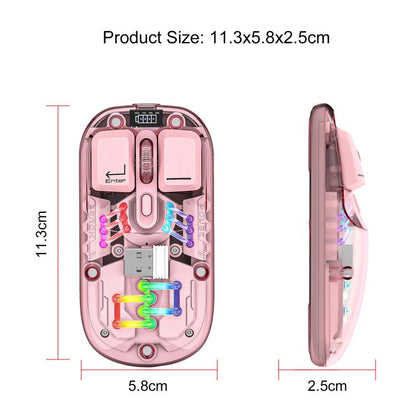 HXSJ T200 Dual Modes 2.4G BT5.0 Transparent RGB Wireless Mouse(Pink) - Wireless Mice by HXSJ | Online Shopping UK | buy2fix