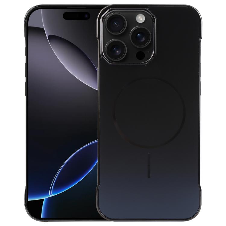 For iPhone 16 Pro Max Electroplating Frameless Frosted Anti-Glare PC MagSafe Phone Case(Black) - iPhone 16 Pro Max Cases by buy2fix | Online Shopping UK | buy2fix