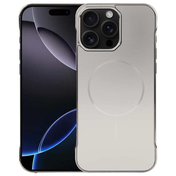 For iPhone 16 Pro Max Electroplating Frameless Frosted Anti-Glare PC MagSafe Phone Case(Titanium Gray) - iPhone 16 Pro Max Cases by buy2fix | Online Shopping UK | buy2fix