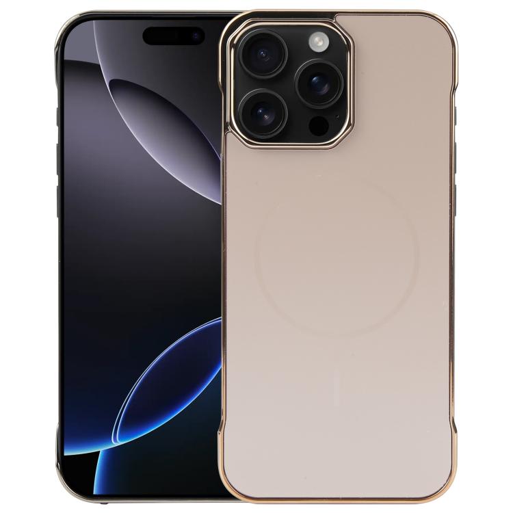 For iPhone 16 Pro Electroplating Frameless Frosted Anti-Glare PC MagSafe Phone Case(Desert Gold) - iPhone 16 Pro Cases by buy2fix | Online Shopping UK | buy2fix