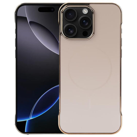 For iPhone 16 Pro Electroplating Frameless Frosted Anti-Glare PC MagSafe Phone Case(Desert Gold) - iPhone 16 Pro Cases by buy2fix | Online Shopping UK | buy2fix