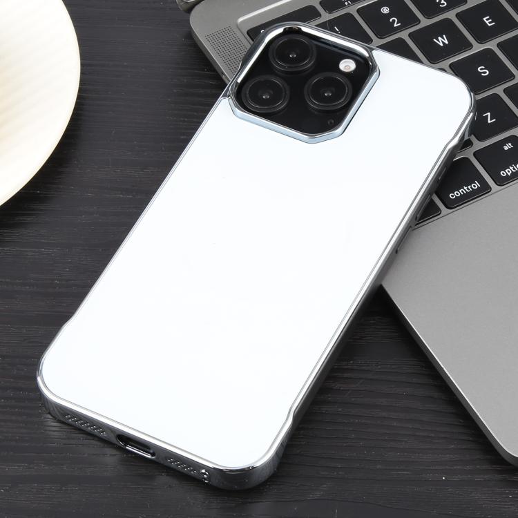 For iPhone 16 Pro Electroplating Frameless Frosted Anti-Glare PC MagSafe Phone Case(Silver White) - iPhone 16 Pro Cases by buy2fix | Online Shopping UK | buy2fix