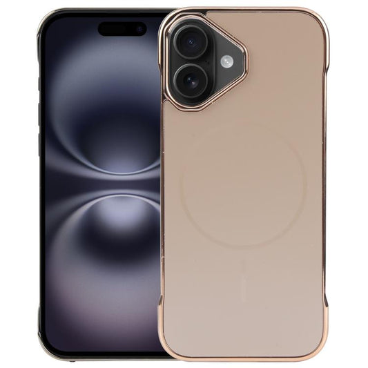 For iPhone 16 Plus Electroplating Frameless Frosted Anti-Glare PC MagSafe Phone Case(Desert Gold) - iPhone 16 Plus Cases by buy2fix | Online Shopping UK | buy2fix