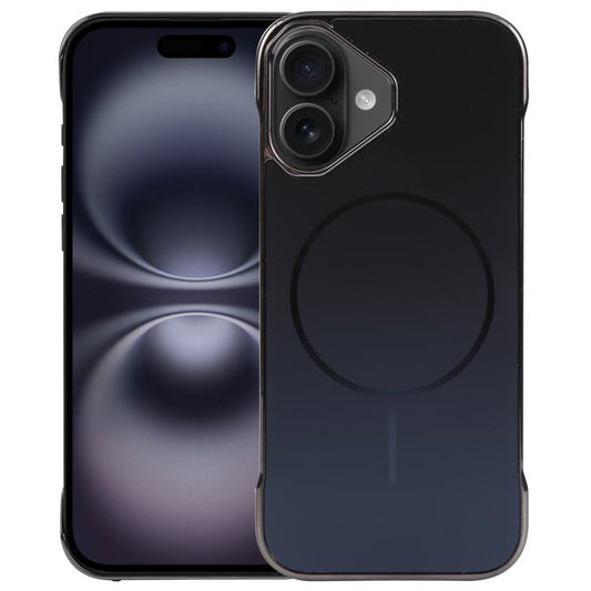 For iPhone 16 Plus Electroplating Frameless Frosted Anti-Glare PC MagSafe Phone Case(Black) - iPhone 16 Plus Cases by buy2fix | Online Shopping UK | buy2fix