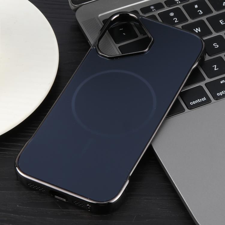 For iPhone 16 Plus Electroplating Frameless Frosted Anti-Glare PC MagSafe Phone Case(Black) - iPhone 16 Plus Cases by buy2fix | Online Shopping UK | buy2fix