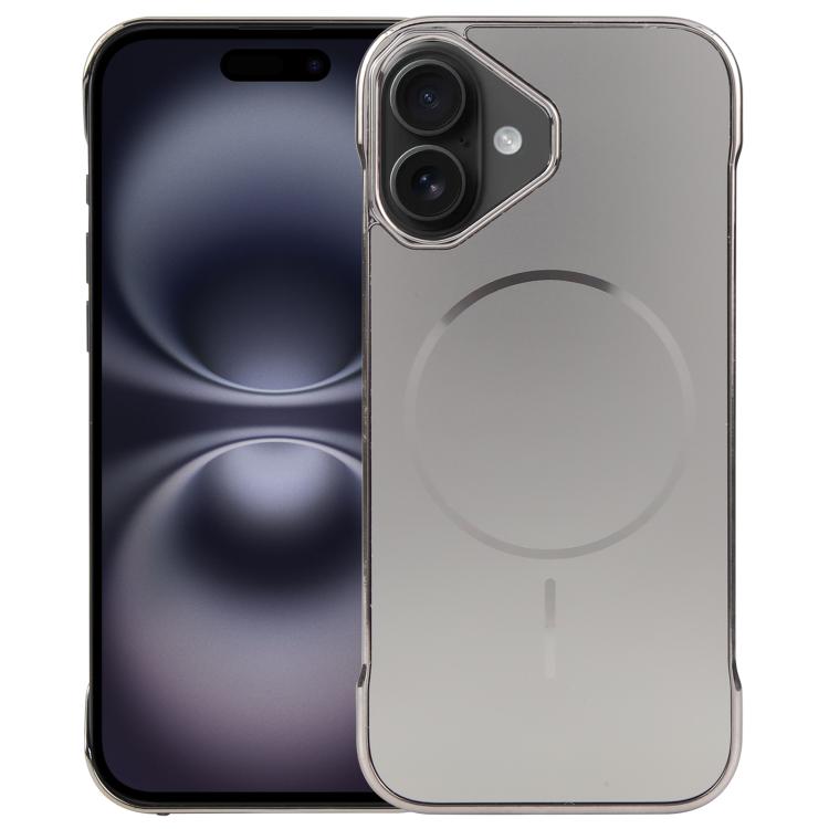For iPhone 16 Plus Electroplating Frameless Frosted Anti-Glare PC MagSafe Phone Case(Titanium Gray) - iPhone 16 Plus Cases by buy2fix | Online Shopping UK | buy2fix