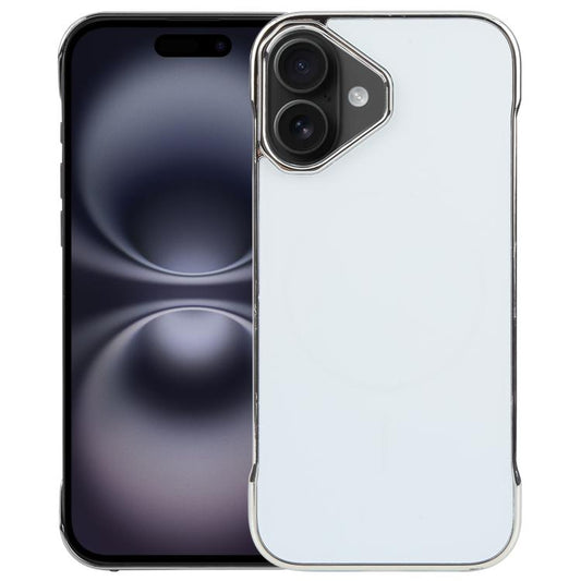 For iPhone 16 Electroplating Frameless Frosted Anti-Glare PC MagSafe Phone Case(Silver White) - iPhone 16 Cases by buy2fix | Online Shopping UK | buy2fix