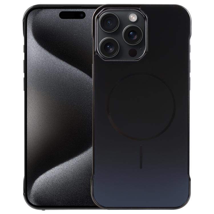 For iPhone 15 Pro Max Electroplating Frameless Frosted Anti-Glare PC MagSafe Phone Case(Black) - iPhone 15 Pro Max Cases by buy2fix | Online Shopping UK | buy2fix