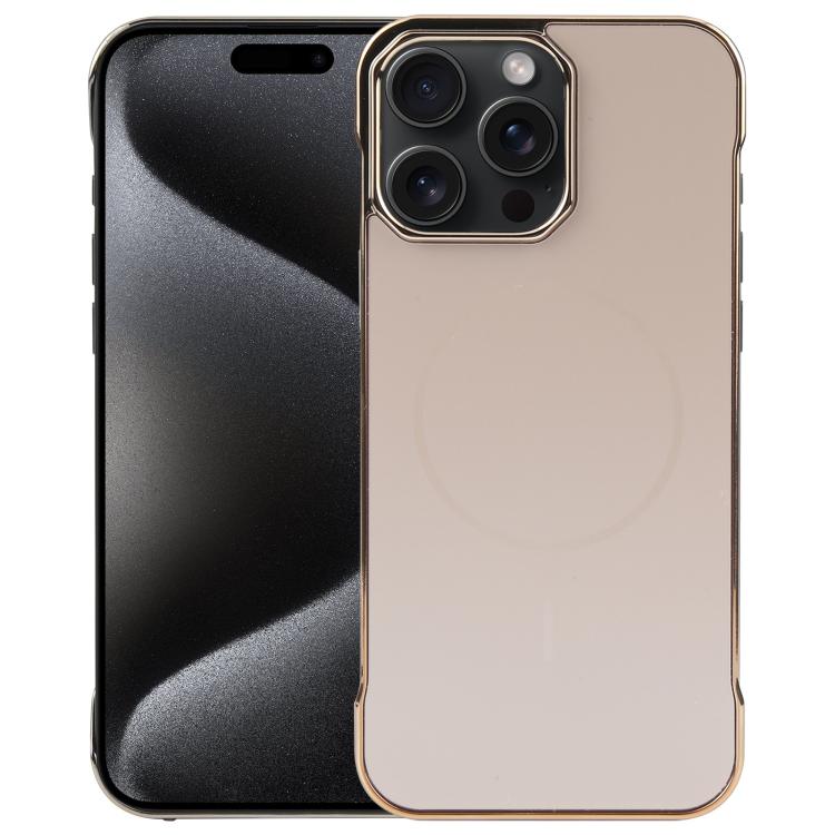 For iPhone 15 Pro Electroplating Frameless Frosted Anti-Glare PC MagSafe Phone Case(Desert Gold) - iPhone 15 Pro Cases by buy2fix | Online Shopping UK | buy2fix