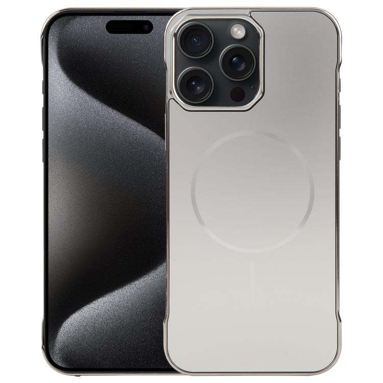 For iPhone 15 Pro Electroplating Frameless Frosted Anti-Glare PC MagSafe Phone Case(Titanium Gray) - iPhone 15 Pro Cases by buy2fix | Online Shopping UK | buy2fix