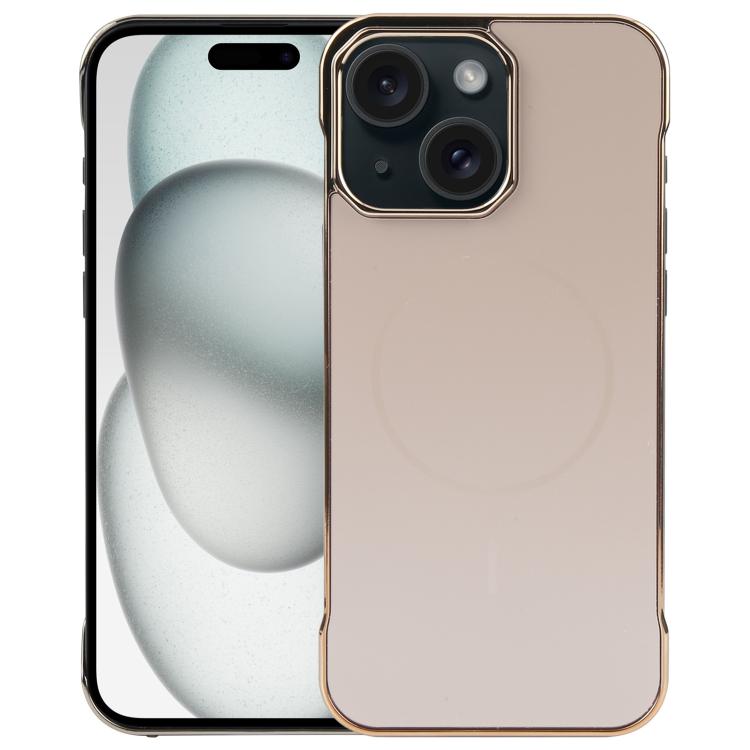 For iPhone 15 Plus / 14 Plus Electroplating Frameless Frosted Anti-Glare PC MagSafe Phone Case(Desert Gold) - iPhone 15 Plus Cases by buy2fix | Online Shopping UK | buy2fix