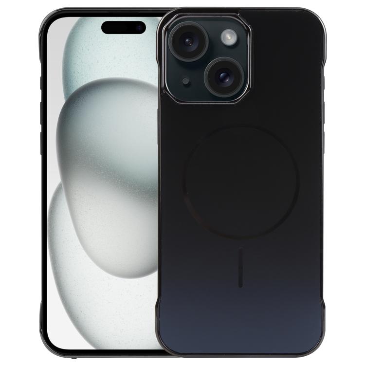 For iPhone 15 Plus / 14 Plus Electroplating Frameless Frosted Anti-Glare PC MagSafe Phone Case(Black) - iPhone 15 Plus Cases by buy2fix | Online Shopping UK | buy2fix
