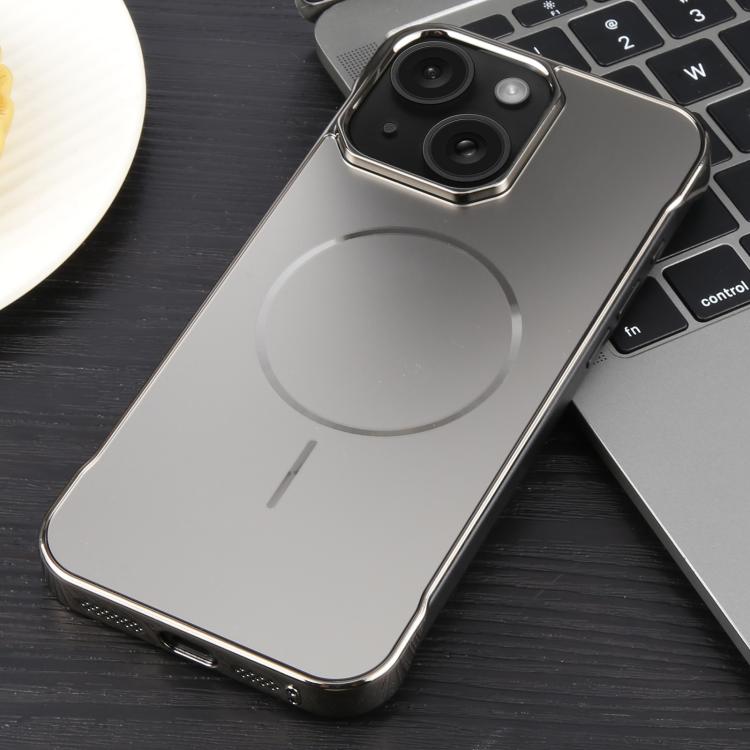 For iPhone 15 Plus / 14 Plus Electroplating Frameless Frosted Anti-Glare PC MagSafe Phone Case(Titanium Gray) - iPhone 15 Plus Cases by buy2fix | Online Shopping UK | buy2fix