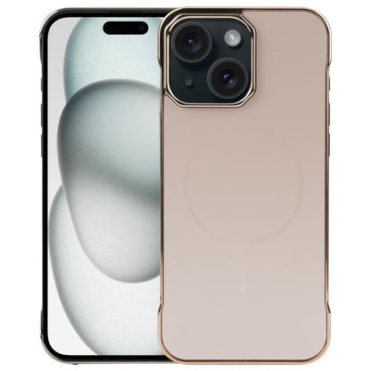For iPhone 15 Electroplating Frameless Frosted Anti-Glare PC MagSafe Phone Case(Desert Gold) - iPhone 15 Cases by buy2fix | Online Shopping UK | buy2fix