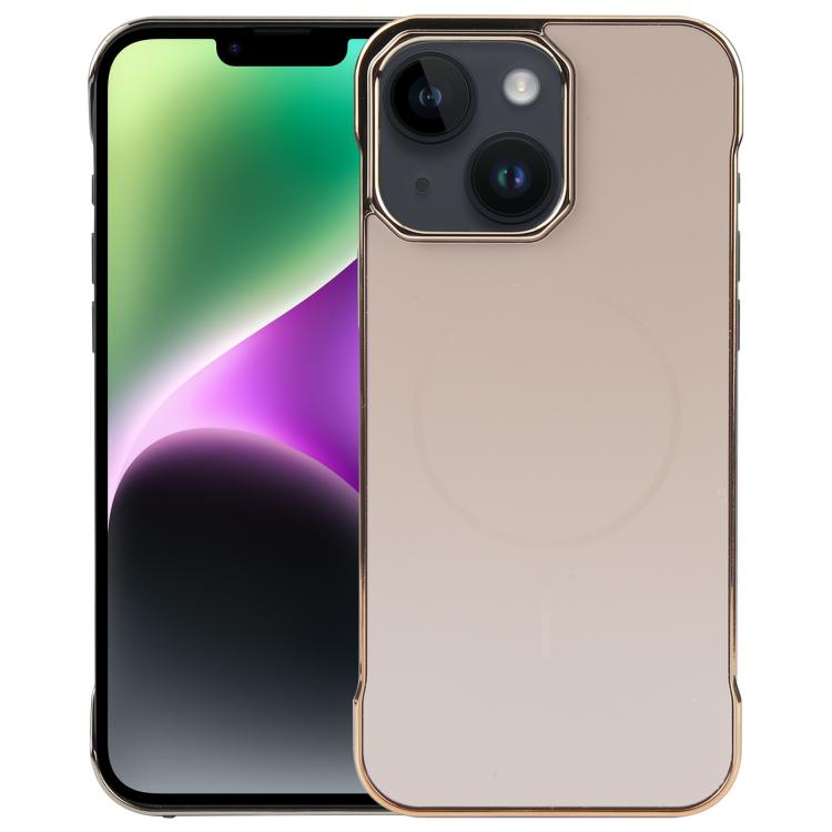 For iPhone 14 / 13 Electroplating Frameless Frosted Anti-Glare PC MagSafe Phone Case(Desert Gold) - iPhone 14 Cases by buy2fix | Online Shopping UK | buy2fix