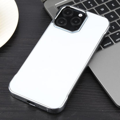 For iPhone 14 Pro Max Electroplating Frameless Frosted Anti-Glare PC MagSafe Phone Case(Silver White) - iPhone 14 Pro Max Cases by buy2fix | Online Shopping UK | buy2fix