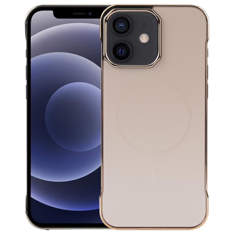 For iPhone 12 / 12 Pro Electroplating Frameless Frosted Anti-Glare PC MagSafe Phone Case(Desert Gold) - iPhone 12 / 12 Pro Cases by buy2fix | Online Shopping UK | buy2fix